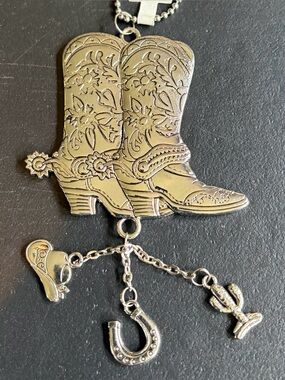 Western Cowgirl Boots Charm, keychain, purse, charm Silver Tone